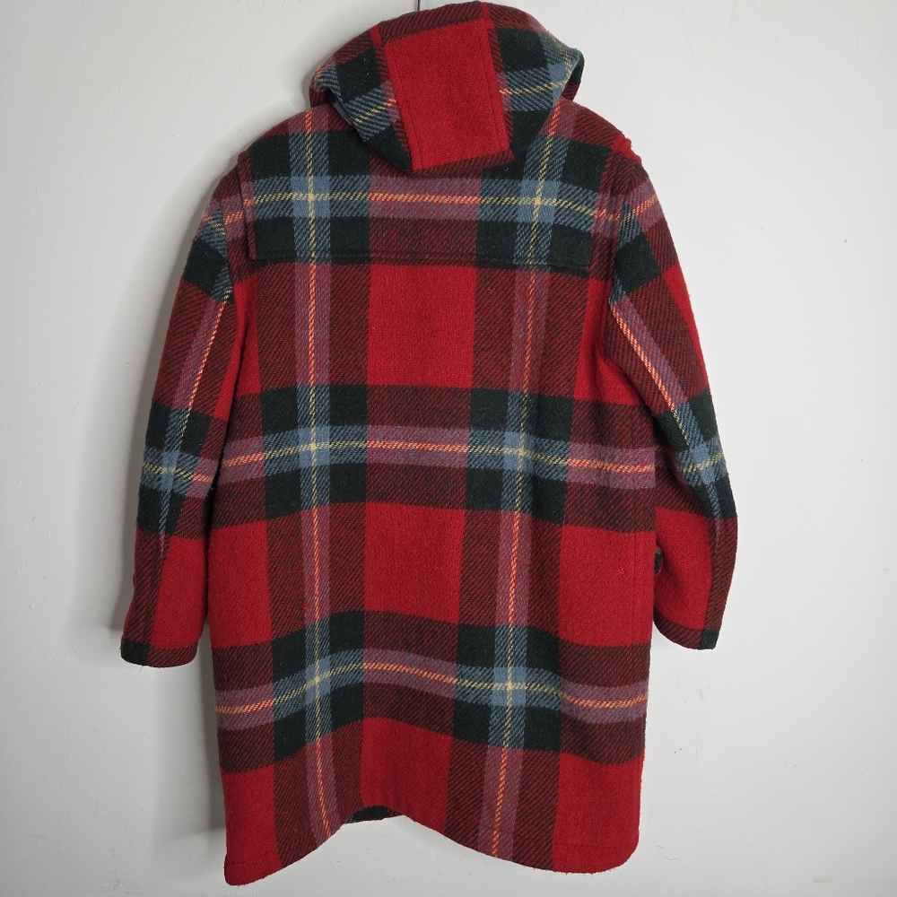 Louren Ralph Lauren Red Plaid Toggle pea Coat wool rare  winter Petite M - Picture 8 of 16